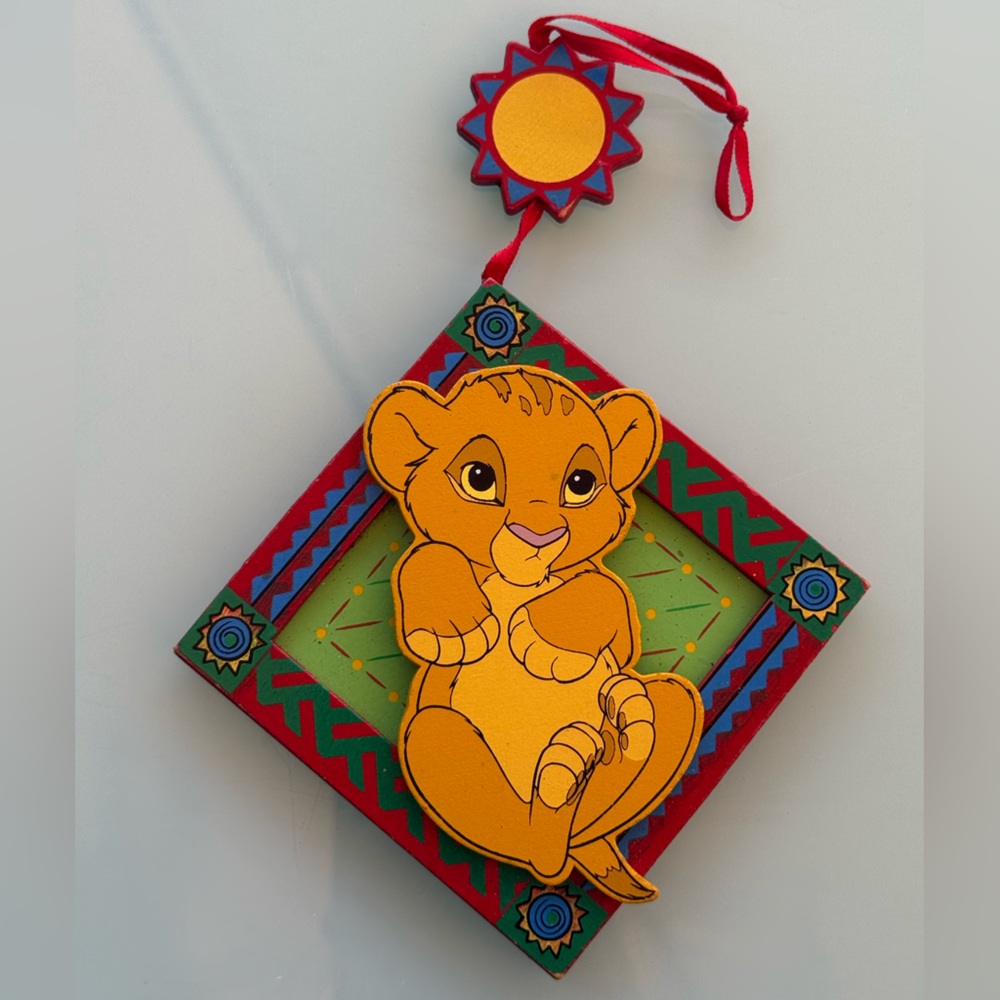 Disney Ornament Baby Simba Lion King Wooden Vintage